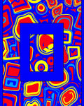 Blue Red Yellow Abstract Groovy Shapes Rug