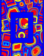 Blue Red Yellow Abstract Groovy Shapes Rug