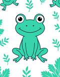 Aqua Frog With Leaf Border Rug