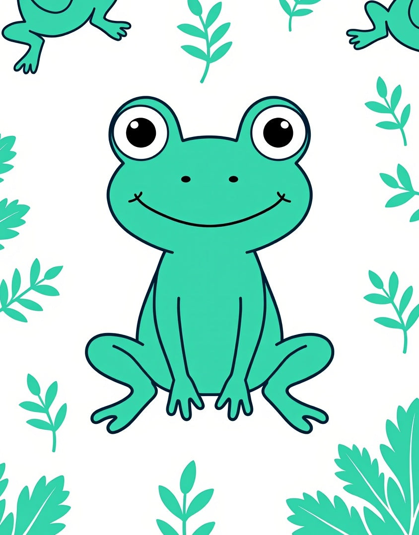 Aqua Frog With Leaf Border Rug