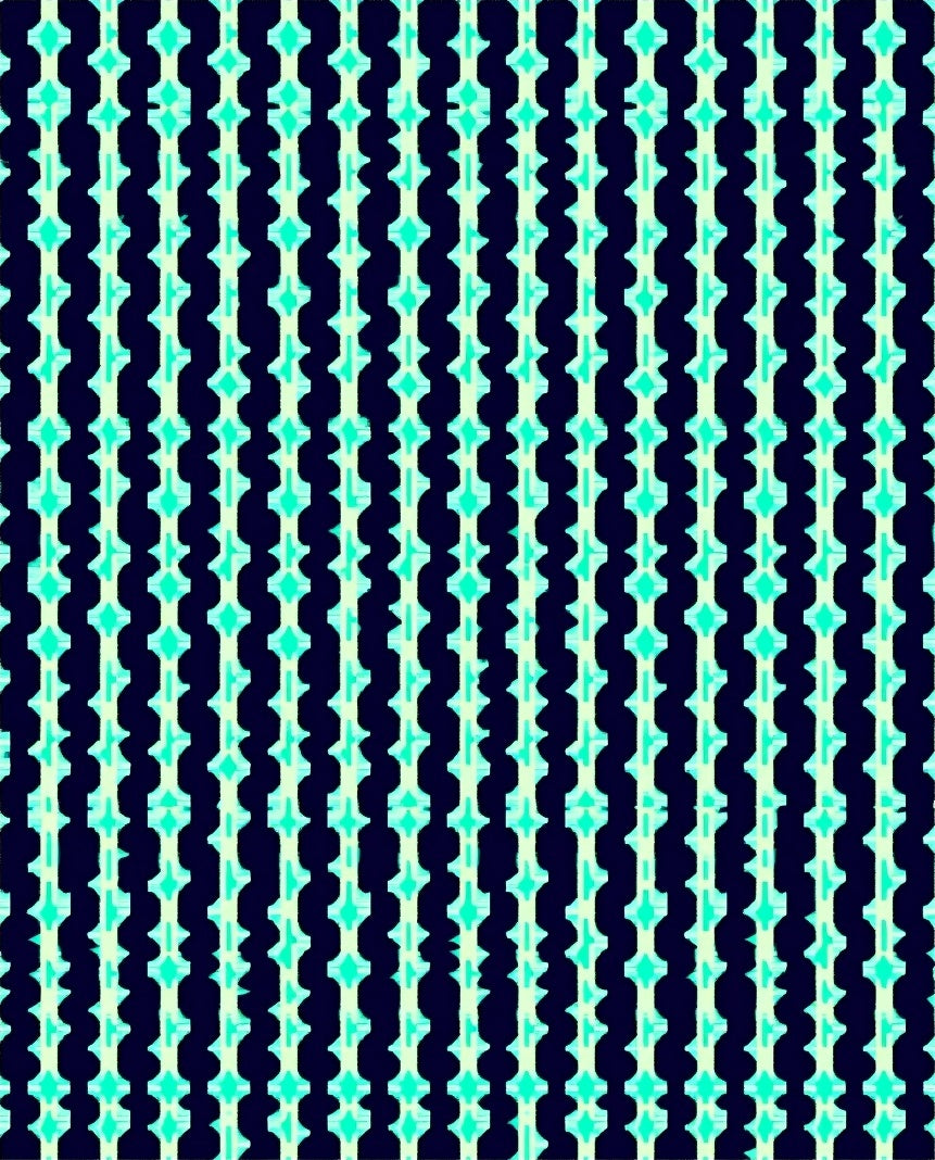 Dark Aqua Starburst Vertical Line Rug