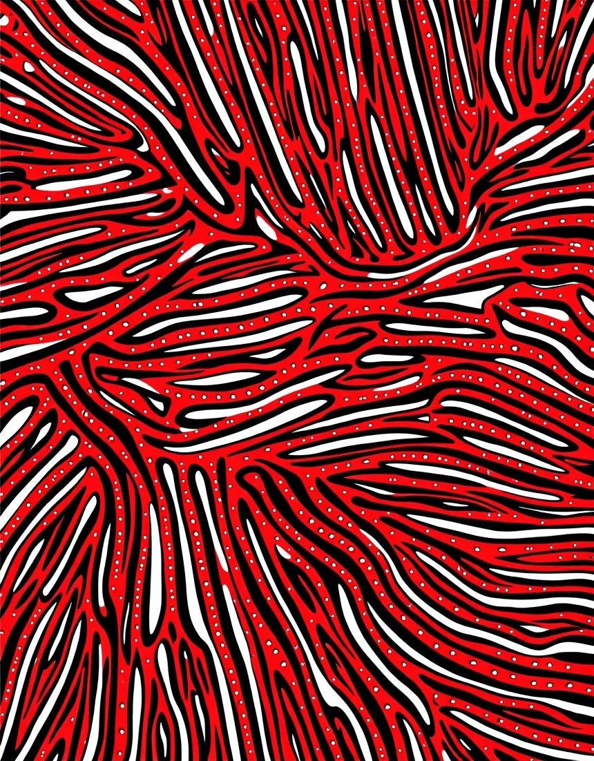 Bold Red Abstract Wavy Stripe Rug