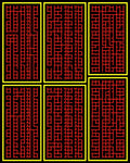 Bold Red Rectangular Grid Maze Rug