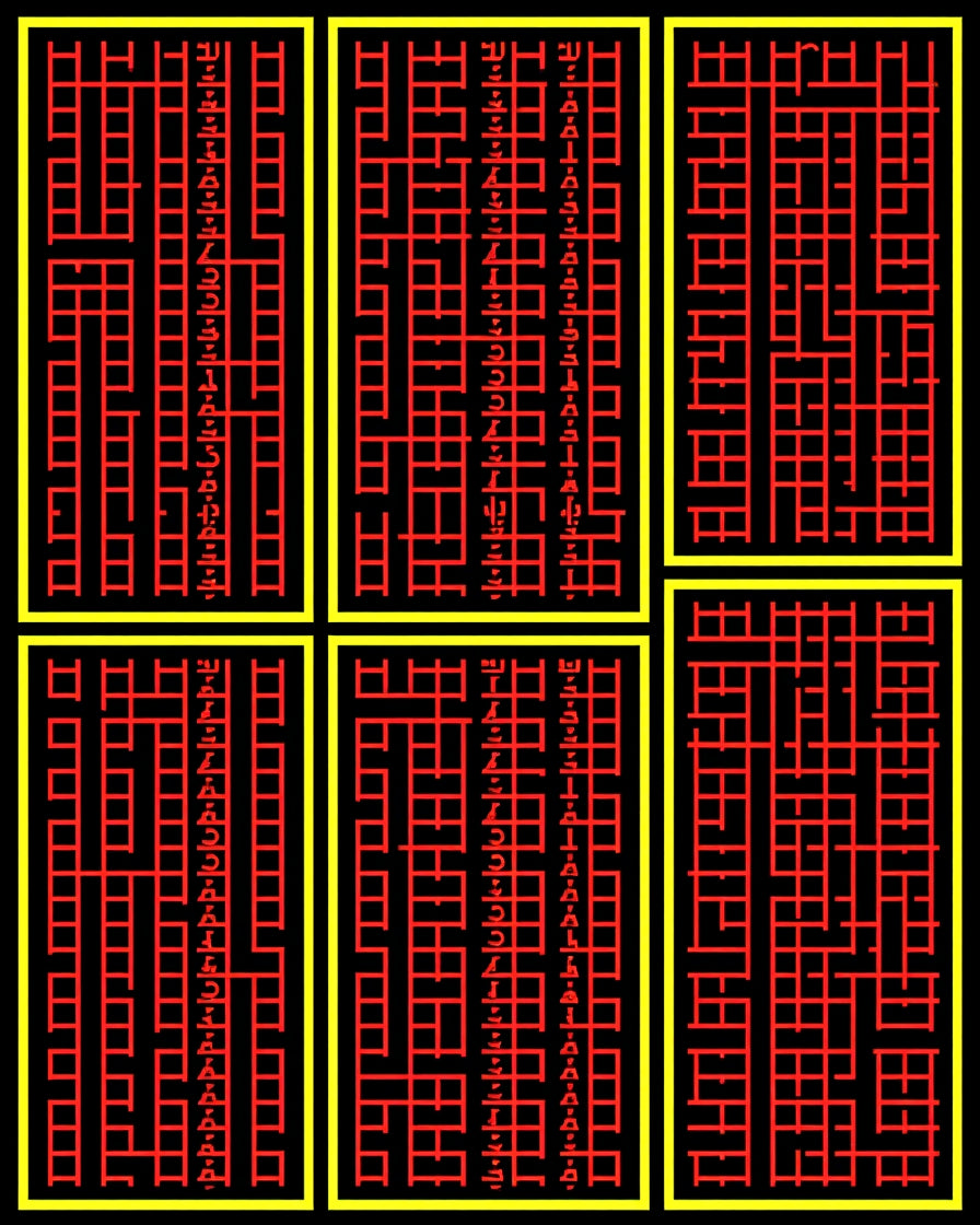 Bold Red Rectangular Grid Maze Rug