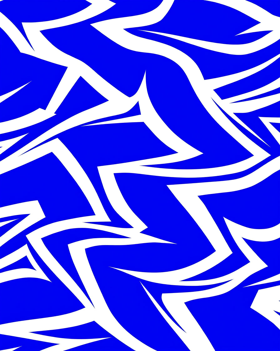 Bold Blue White Angular Swirl Rug