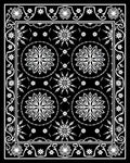 Black White Starburst Central Round Border Rug