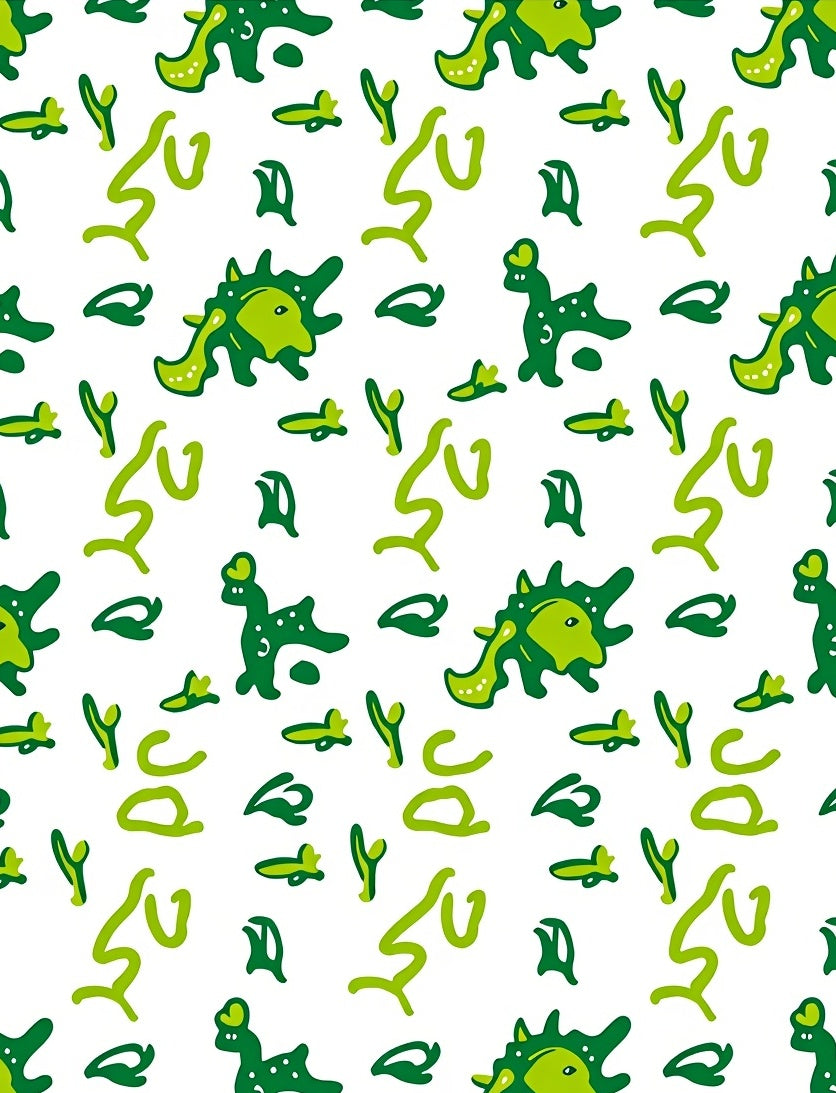 Playful Green Baby Dinosaur Scatter Rug