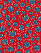 Vibrant Red Scallop Swirl Rug