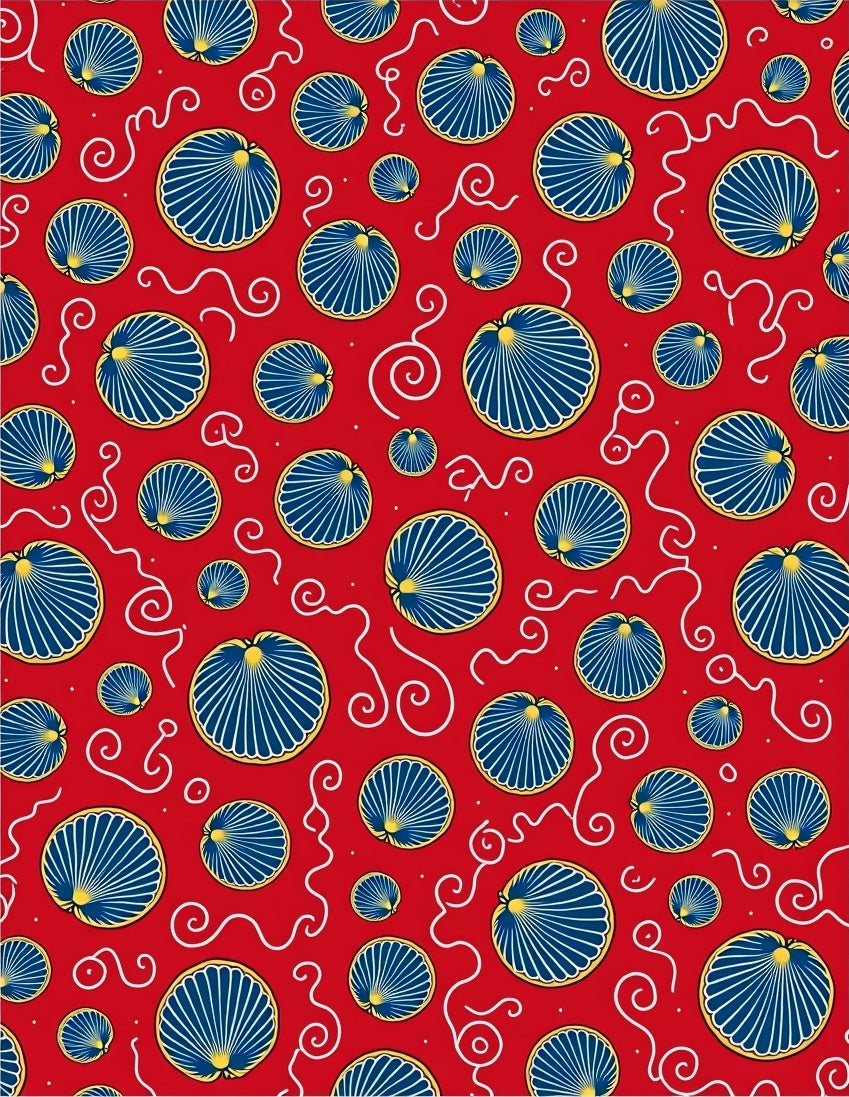 Vibrant Red Scallop Swirl Rug