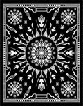 Black White Geometric Sun Snowflake Rug