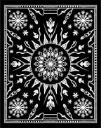 Black White Geometric Sun Snowflake Rug
