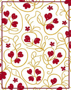 Crimson Heart Leaf Scroll Arrangement Rug