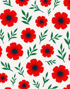 Red Poppy Floral Garland Rug