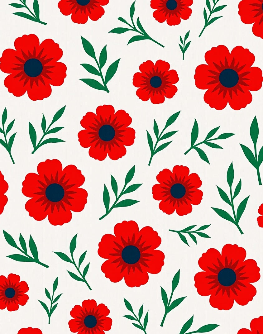 Red Poppy Floral Garland Rug