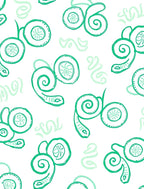 Whimsical Green Swirl Nautilus Shells Rug