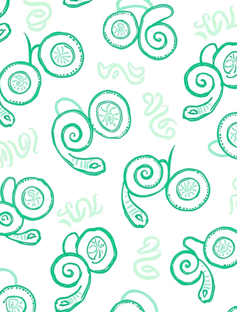 Whimsical Green Swirl Nautilus Shells Rug