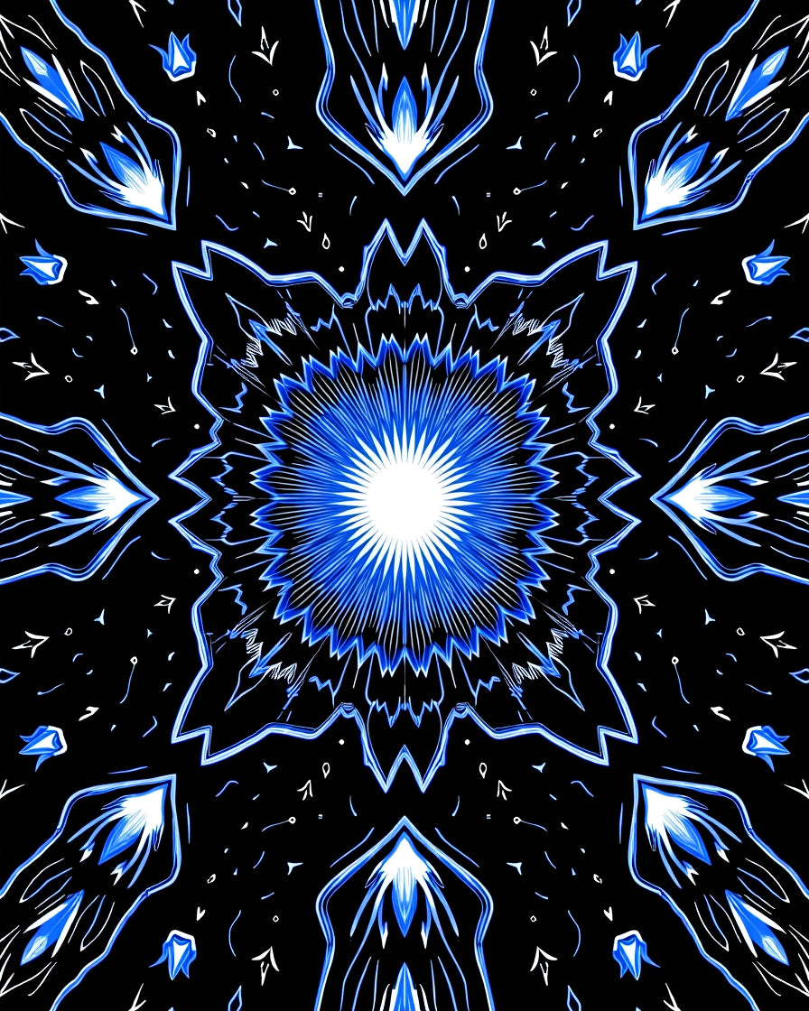 Vibrant Blue Electric Starburst Rug
