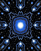 Vibrant Blue Electric Starburst Rug
