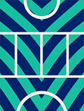 Navy Teal Chevron Geometric Arcs Rug