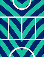 Navy Teal Chevron Geometric Arcs Rug