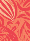 Coral Tropical Foliage Abstract Rug