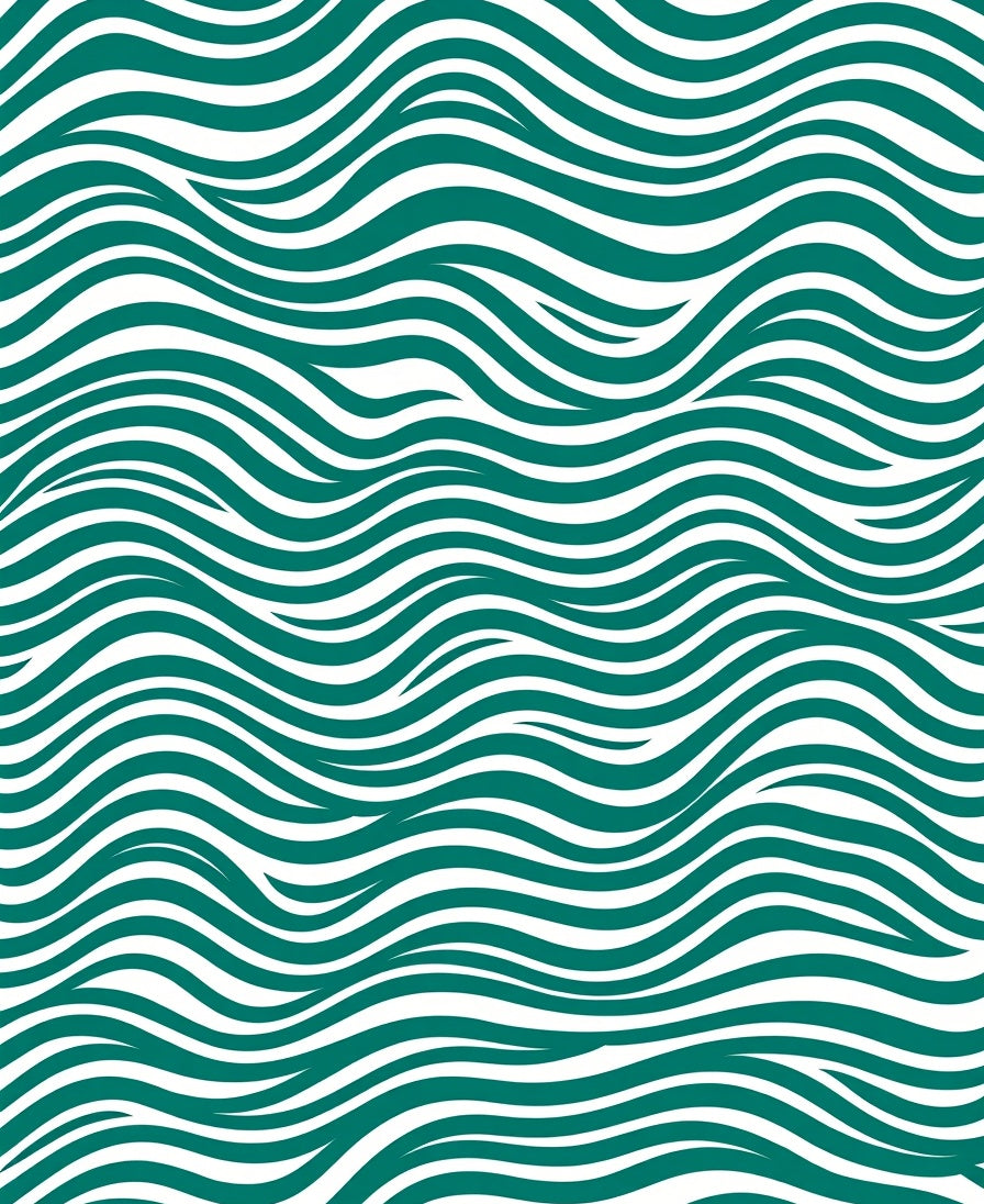 Deep Teal Ocean Wave Lines Rug