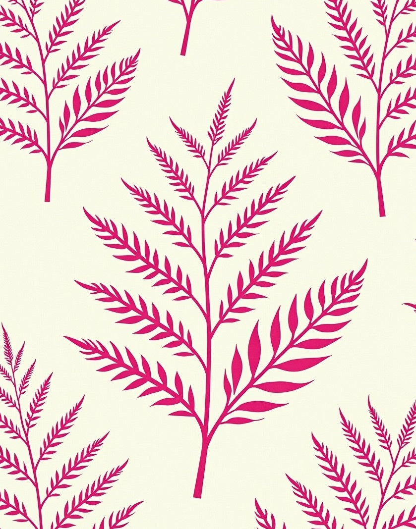 Vibrant Magenta Fern Botanical Rug