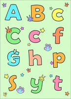 Playful Alphabet Characters Bright Colors Rug