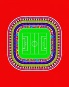 Vibrant Green Soccer Field Tribal Border Rug