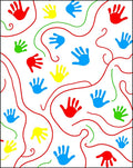 Colorful Handprint Swirls Red Blue Yellow Rug