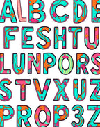 Aqua Pink Coral Sea Star Alphabet Rug