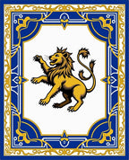 Royal Lion Blue Gold Emblem Rug