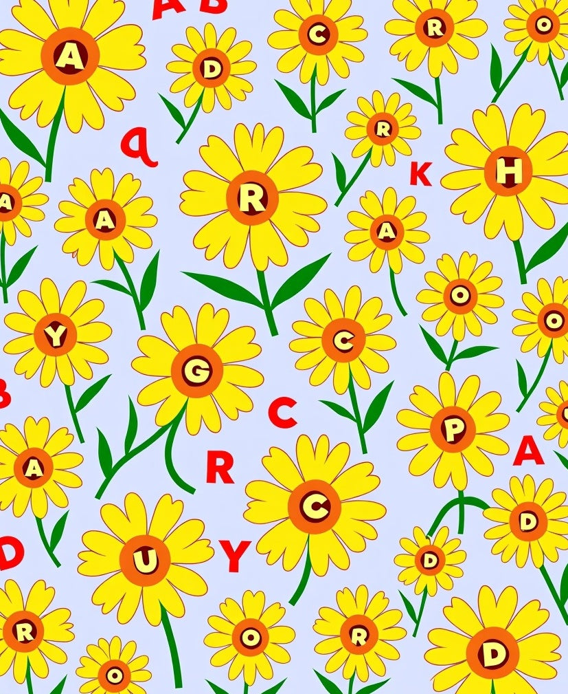 Yellow Daisy Alphabet Garden Rug