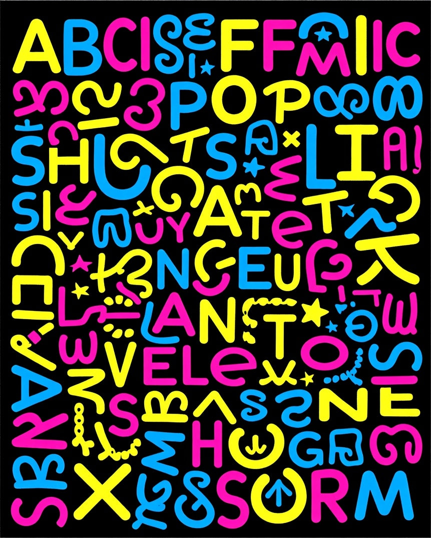 Colorful Alphabet Typography Chaos Rug