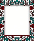 Deep Red Teak Floral Border Rug