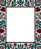 Deep Red Teak Floral Border Rug
