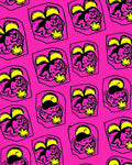 Pink Yellow Black Abstract Face Rug