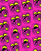Pink Yellow Black Abstract Face Rug