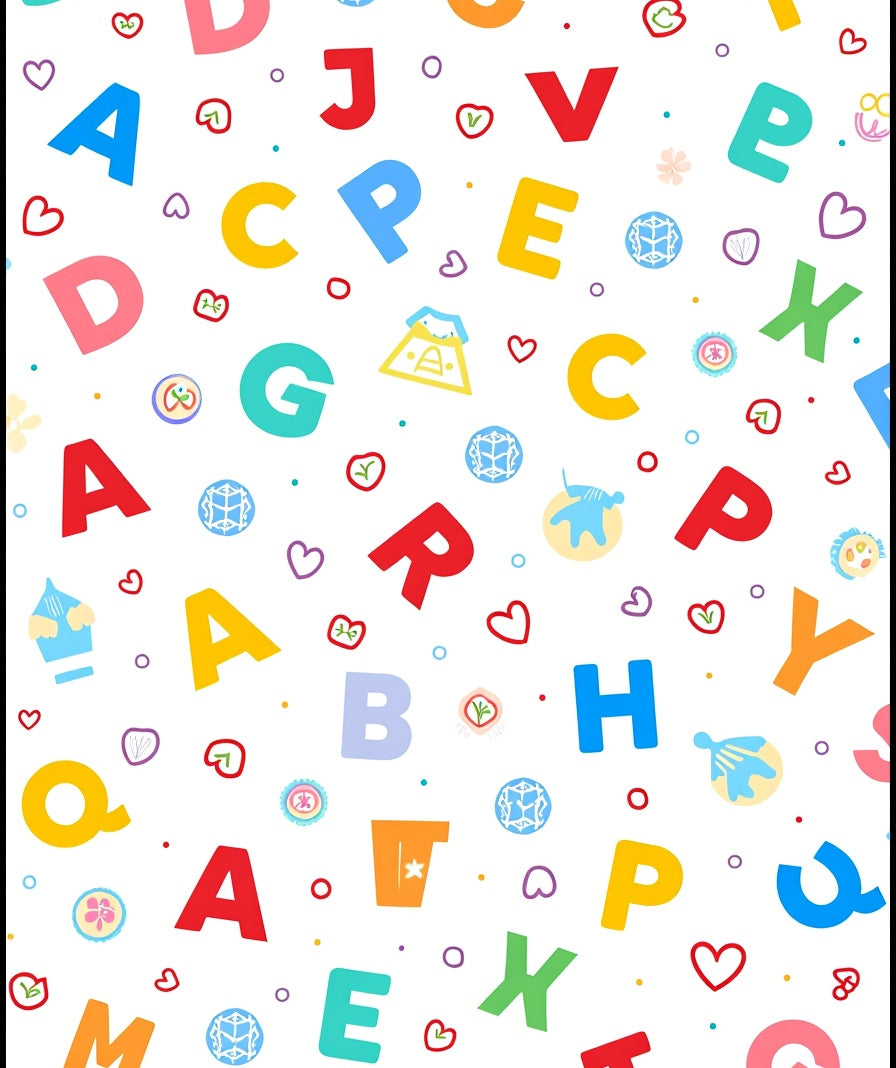Colorful Alphabet Heart Scattered Graphic Rug