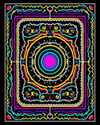 Vibrant Neon Abstract Geometric Mandala Rug