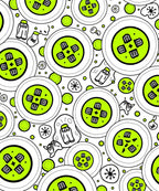Bright Green Round Icons And Shapes Rug