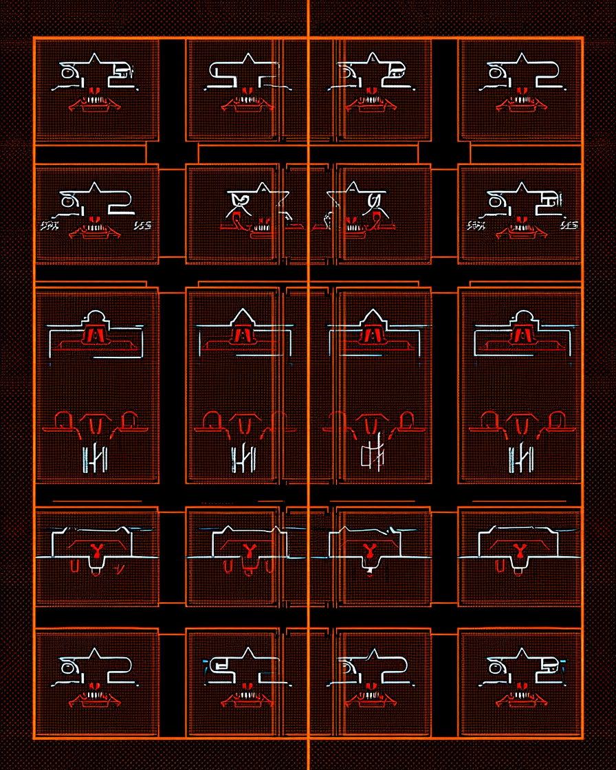 Dark Orange Grid Tribal Art Rug