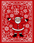 Festive Red Santa Snowflake Swirls Rug