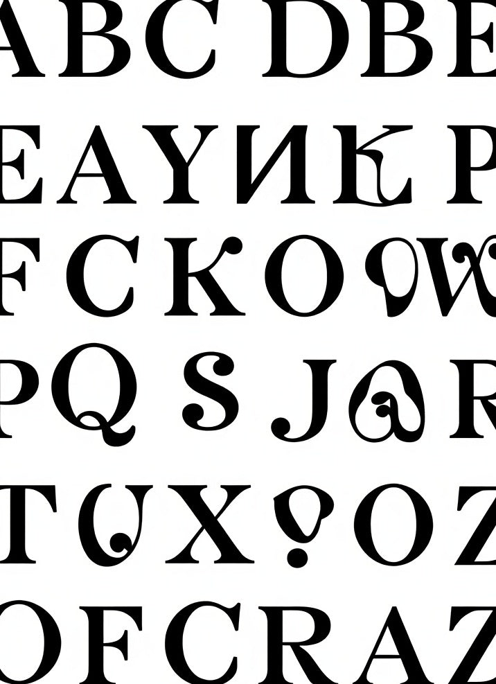 Black Serif Alphabet Collection Rug