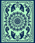 Naval Blue Elephant Medallion Jade Rug