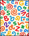 Playful Alphabet Swirls and Stars Rug