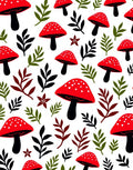 Red White Spotted Mushroom Foliage Rug