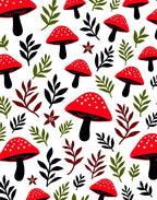 Red White Spotted Mushroom Foliage Rug