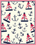 Nautical Red Sailboats and Anchors Rug