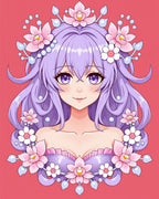 Anime Princess Purple Floral Headpiece Rug